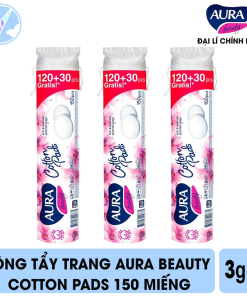 Combo3 Bông Tẩy Trang Chính Hãng 150 Miếng- Aura