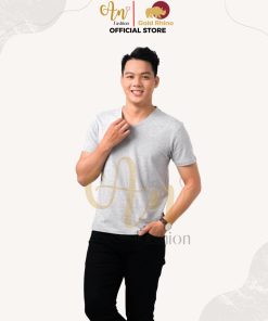 áo Thun Nam Cổ Tròn Màu Xám Tiêu 100% Cotton Cao Cấp – Gold Rhino