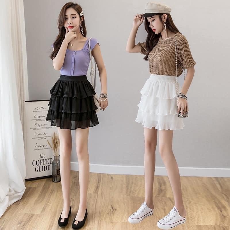 Chân Váy Voan 3 Tầng Dập Ly Dáng Ngắn Cạp Chun Co Giãn 4 Chiều Sldcv10 – Diepchi Fashion