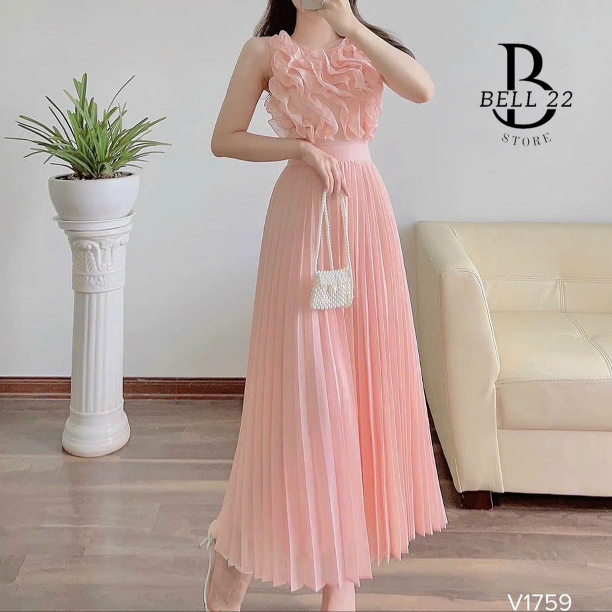 đầm Xoè Dập Ly Bèo Ngực Voan Chinfon (có Lót) B875 – Bell22 Store