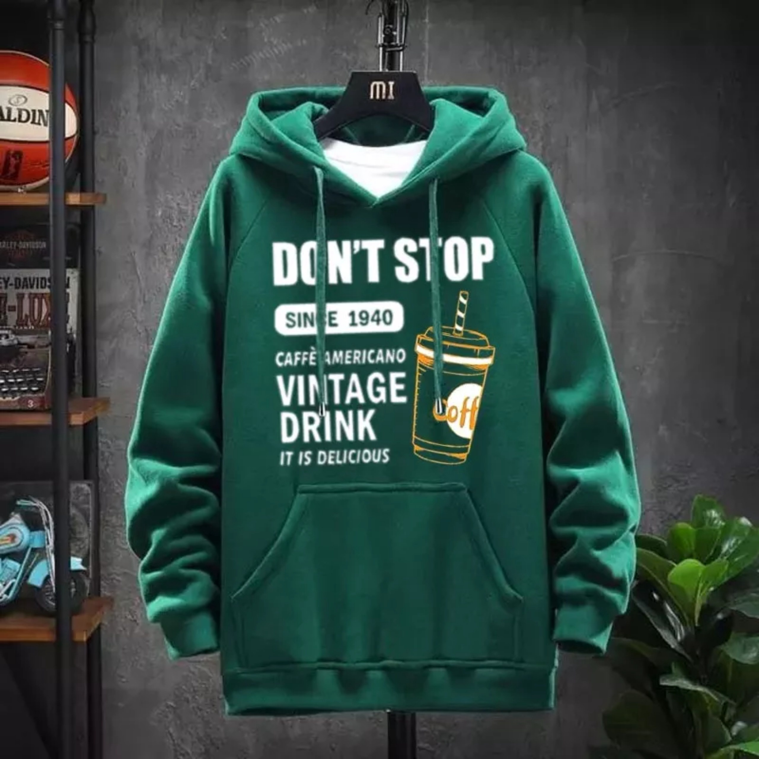 áo Hoodie Don’stop Xanh Unisex Form Rộng