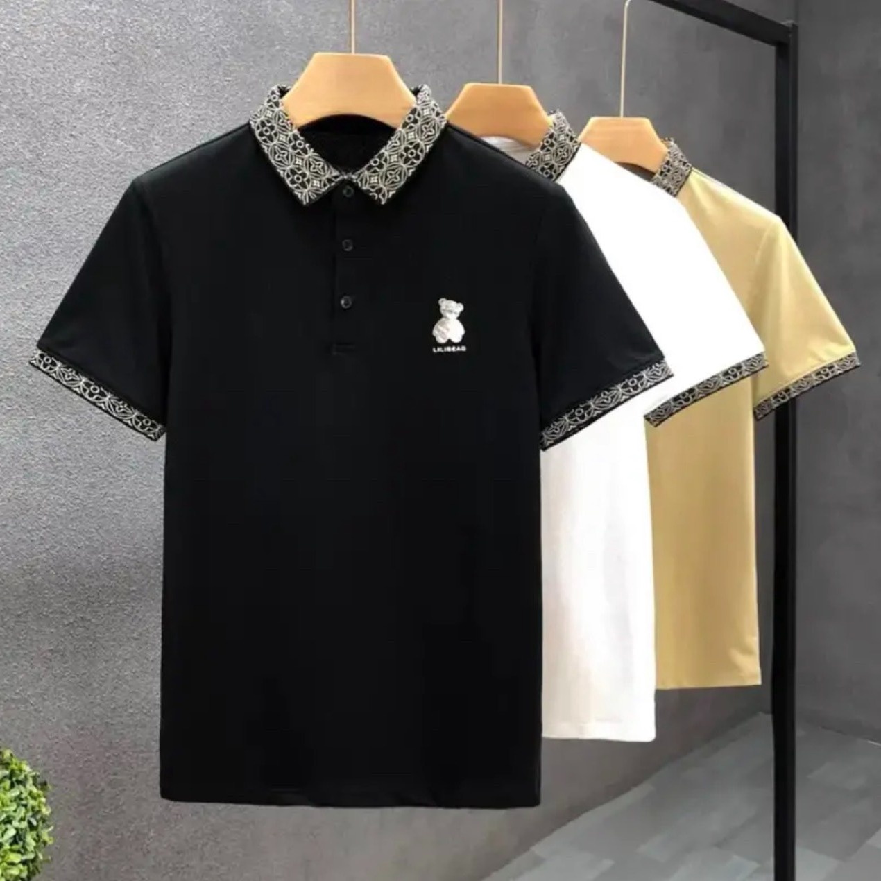 áo Polo Nam Trơn Cộc Tay Cổ Thổ Cẩm 2023