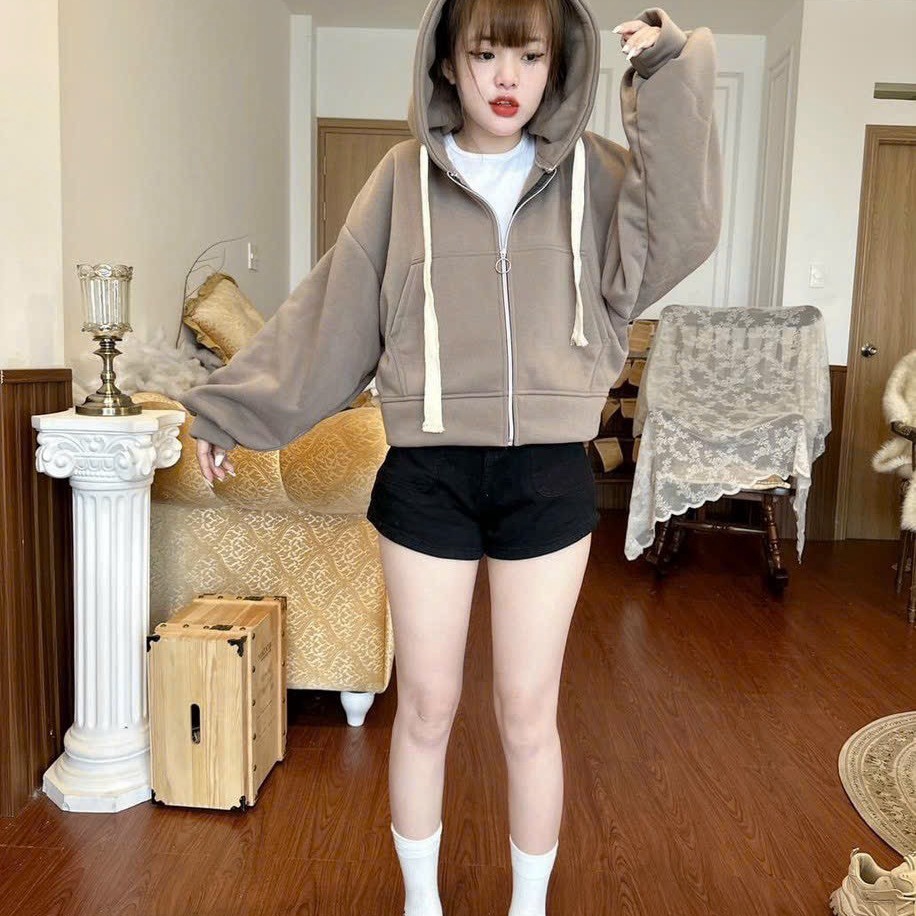 áo Khoác Nỉ Lửng Trơn Phối Dây Bản To Siêu đẹp Va12 – Phương Store