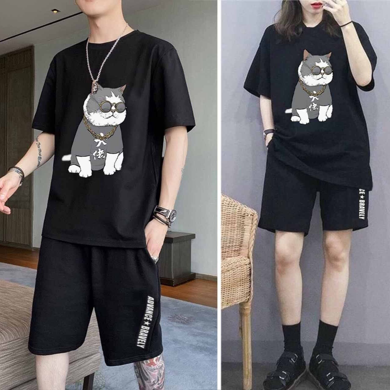 đồ Bộ Thể Thao Nam Nữ Unisex Mèo đeo Kính – Ausa House