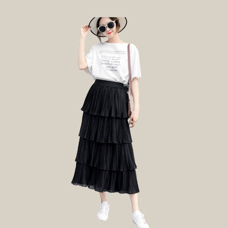 Chân Váy Dập Ly 4 Tầng Dài Chất Voan Bồng Bềnh Sldcv12 – Diepchi Fashion