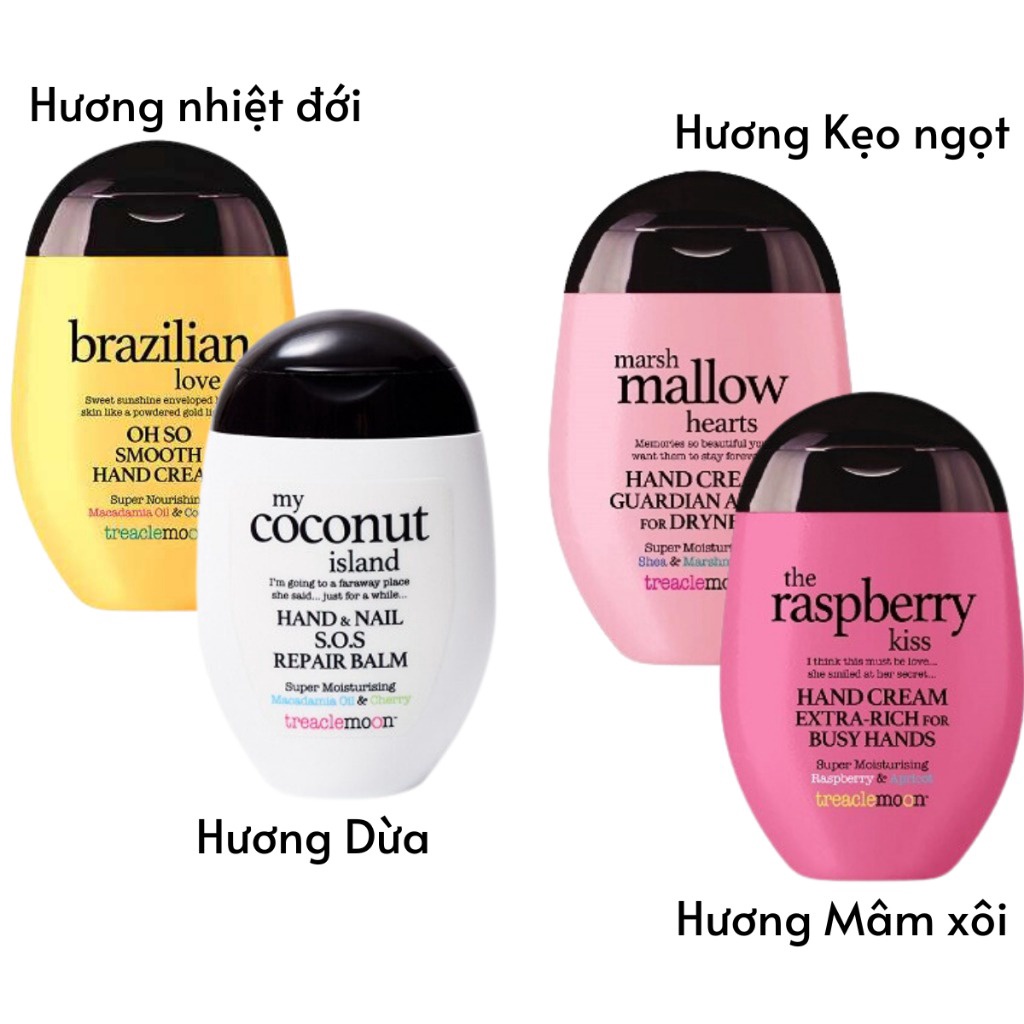 Kem Dưỡng Da Tay Chiết Xuất Mâm Xôi, Kẹo Ngọt, Dừa, Nhiệt đới 75ml- Treaclemoon