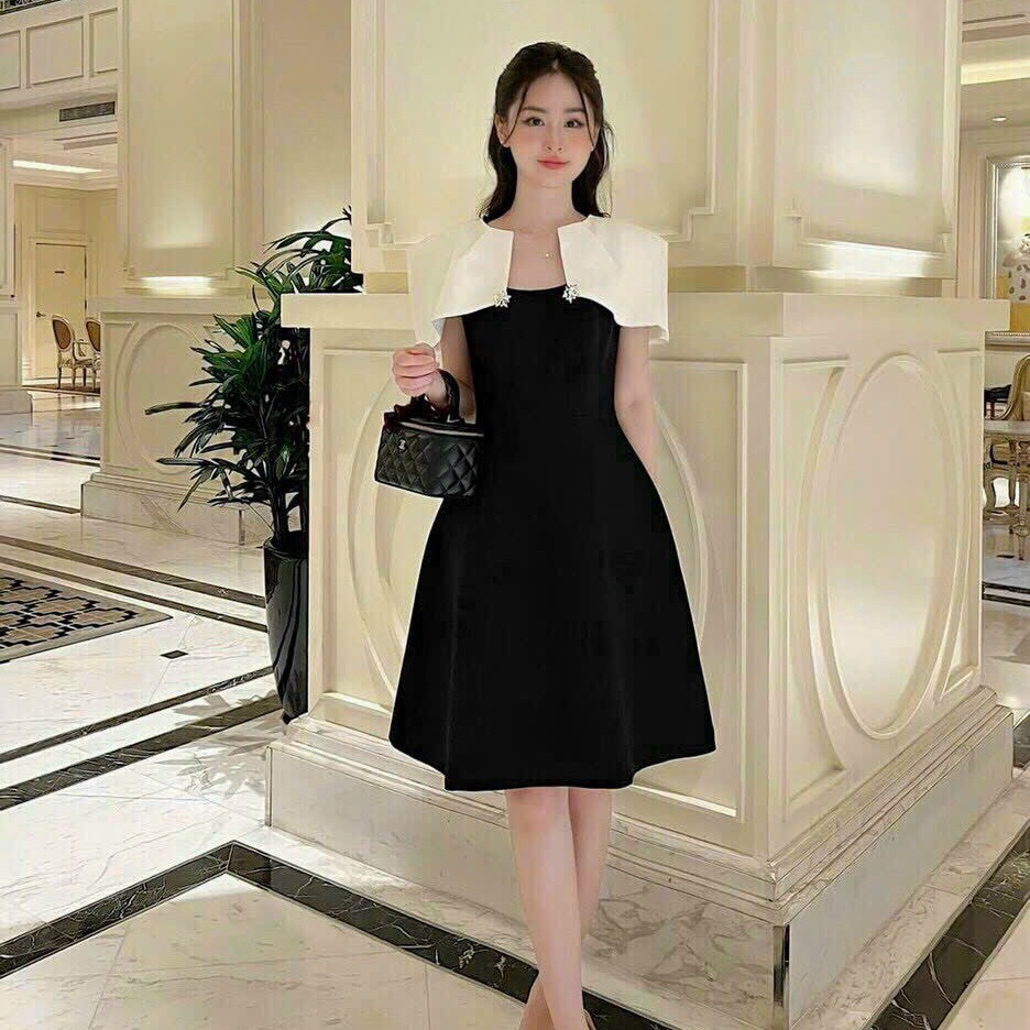 đầm Váy Nữ Tiểu Thư Dự Tiệc Phối Choàng Vai Sa66 – Sam Store