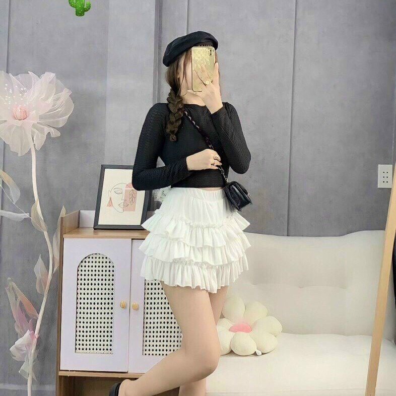 Chân Váy Nữ Bèo đa Tầng Thun Gân – Ausa House