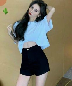 Quần Short Nữ Kaki Trơn đen – Ausa House
