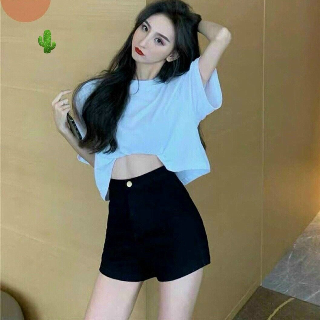 Quần Short Nữ Kaki Trơn đen – Ausa House