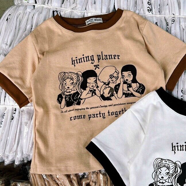 áo Thun Nữ Croptop Cổ Tròn Tay Ngắn Hining Planer – Ausa House