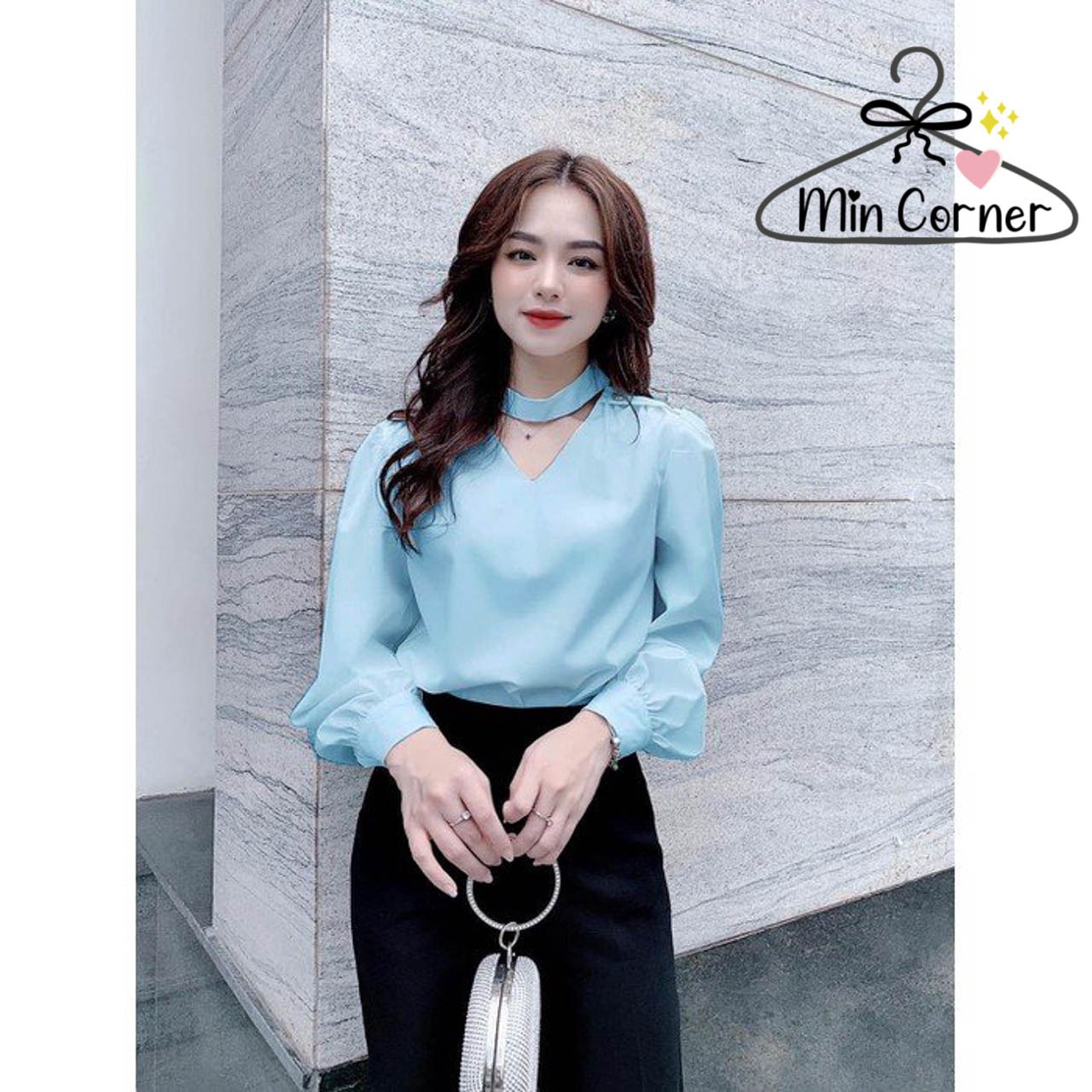 áo Sơ Mi Tay Bồng Dài Cổ Chokker Ms76 – Min Corner