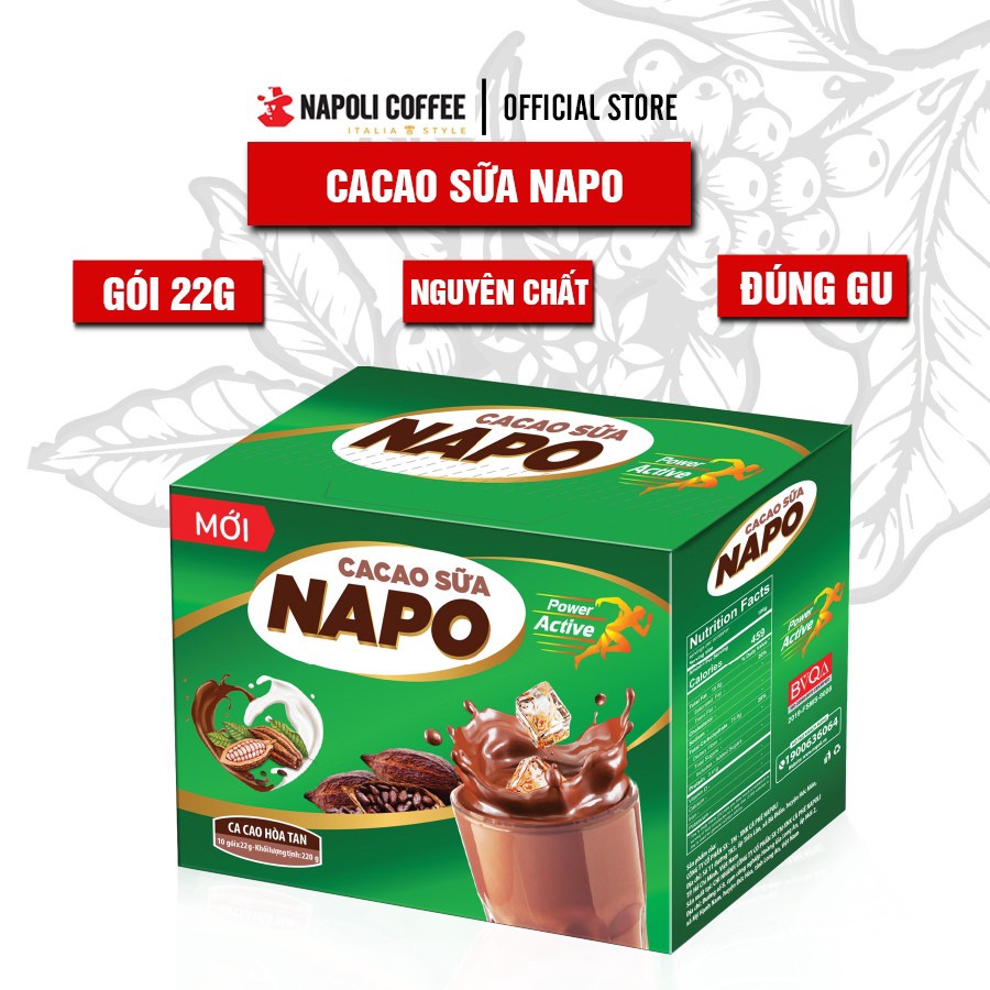 [hộp] Cacao Sữa Napo – Napoli Coffee – 10 Gói/hộp