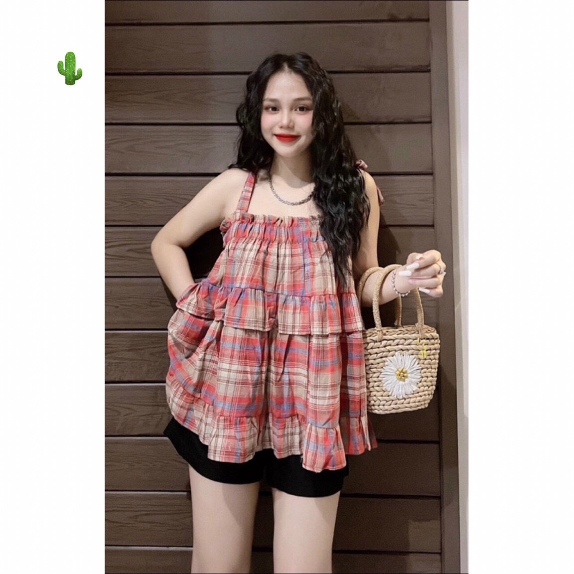 áo Nữ Baby Doll Kẻ Caro Thắt Nơ Cột Vai – Ausa House