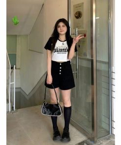 áo Thun Nữ Croptop Cổ Tròn Tay Ngắn Glisten 5 Sao – Ausa House