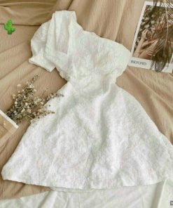 đầm Nữ Nơ Hở Vai Một Bên Vải Xốp – Ausa House