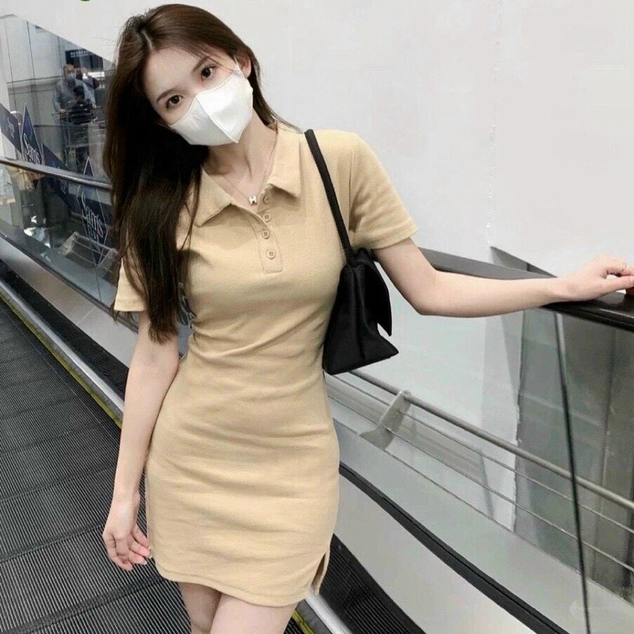 đầm Nữ Body Cổ Trụ Xẻ Tà – Ausa House