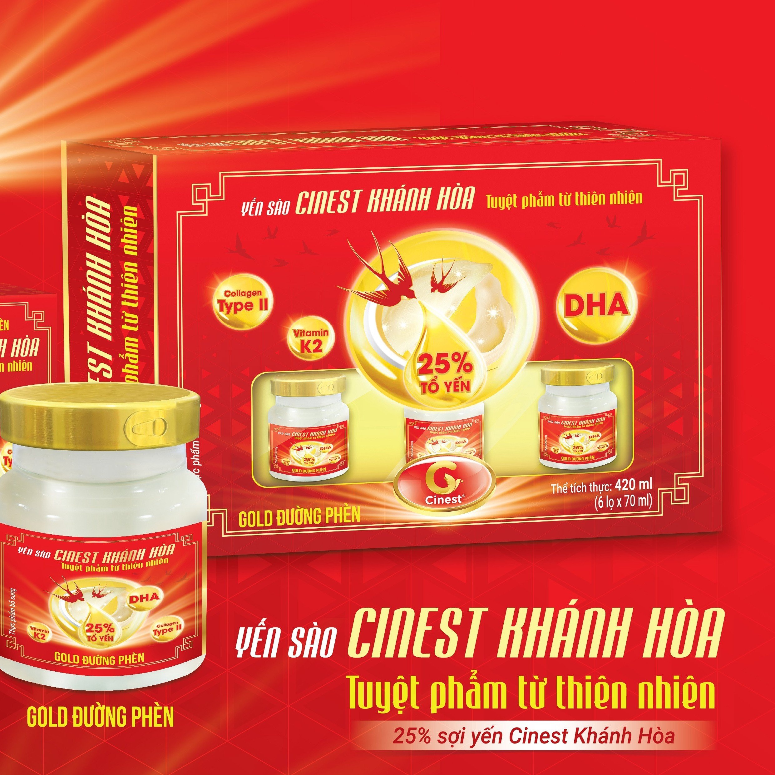 (hộp) Yến Sào Cinest 25% Gold đường Phèn – Franci