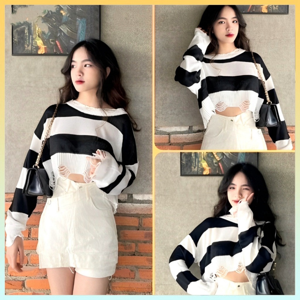 áo Len Dệt Kim Dáng Croptop Rách Tua Rua 4 Màu Cực Xinh Sldca192 – Diepchi Fashion