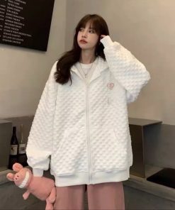 áo Khoác Nỉ Hoodie Dây Kéo Form Rộng Thêu Trái Tim Chất Vải Mềm Mịn Siêu đẹp