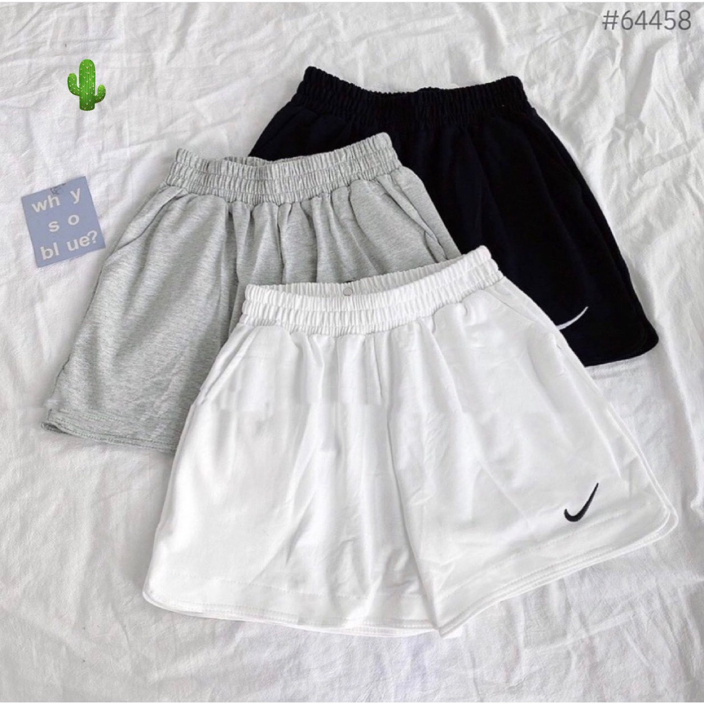 Quần Short Nữ Logo Lưỡi Liềm Thun Da Cá – Ausa House