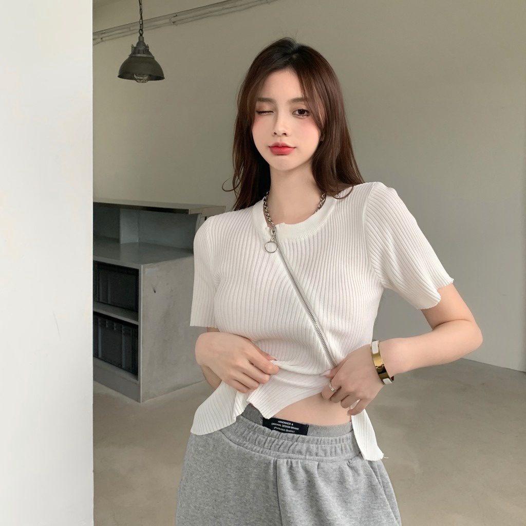 áo Len Cộc Tay Cổ Tròn Khóa Kéo độc đáo Slcxa197 – Chipxinhxk