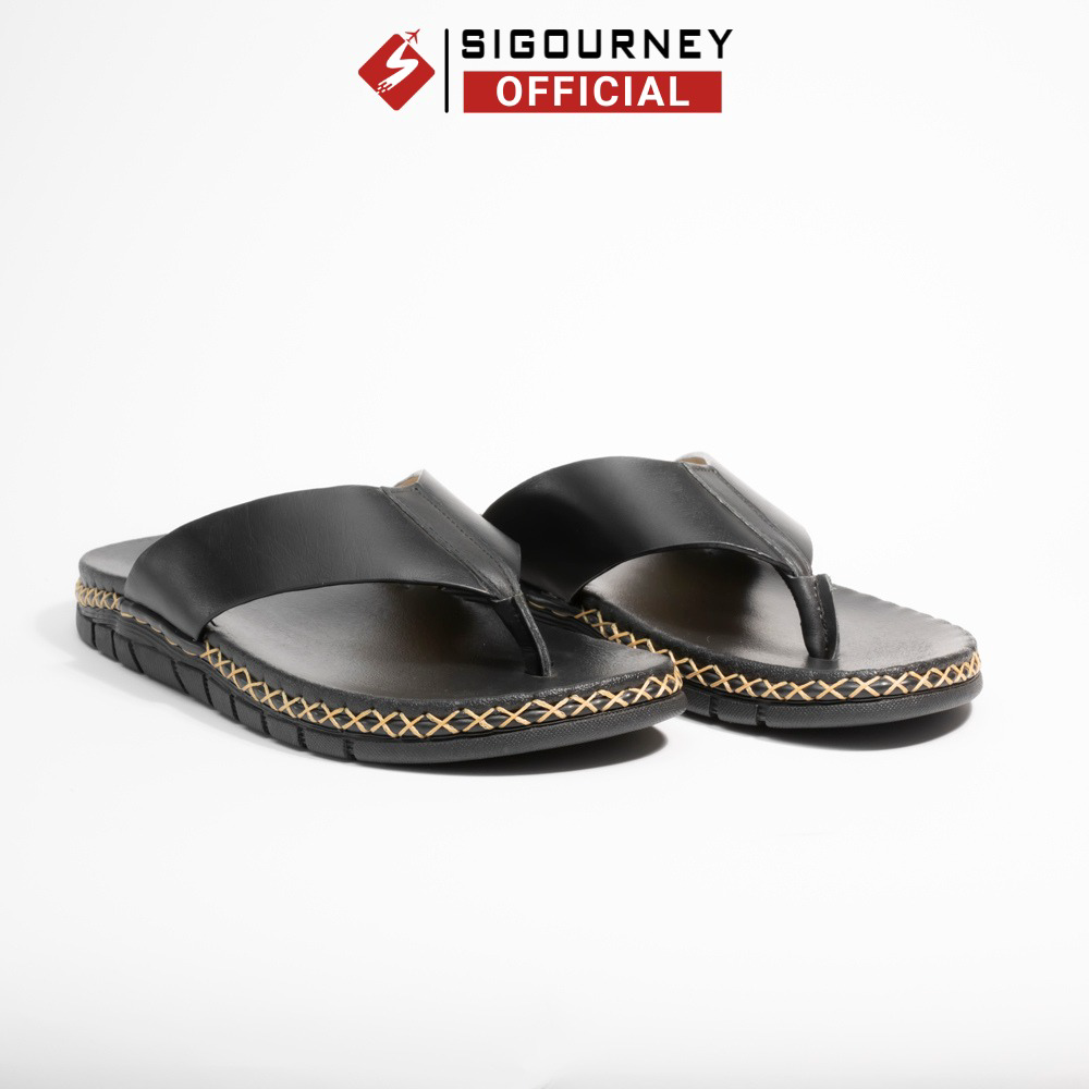 Dép Da Nam Xỏ Ngón Cao Cấp Từ Da Bò Khâu đế Chắc Chắn Bảo Hành 18 Tháng – Sigourney