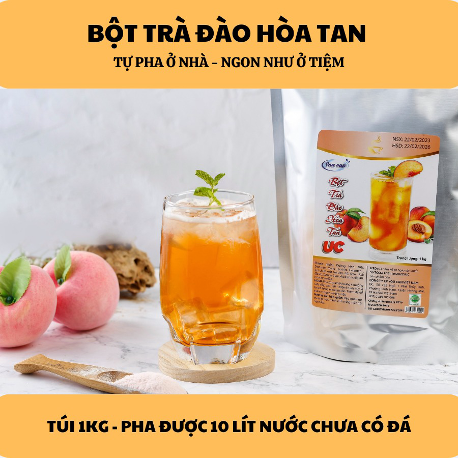 [túi 1kg] Bột Trà đào Hòa Tan Tiện Lợi, Giàu Vitamin C, Không Chứa Chất Bảo Quản U007 – Lady’s Passion