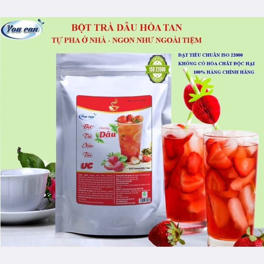 [túi 1kg] Bột Trà Dâu Hòa Tan Tiện Lợi, Giàu Vitamin C, Không Chứa Chất Bảo Quản U008 – Lady’s Passion