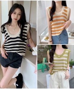 áo Len 3 Lỗ Dệt Kim Họa Tiết Kẻ Ngang Form Rộng Slcxa103 – Chipxinhxk
