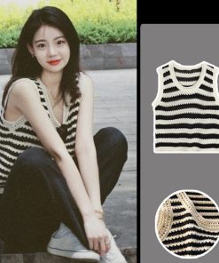 áo Len Sát Nách Họa Tiết Kẻ To Kiểu Dáng Oversize Sldca103 – Diepchi Fashion