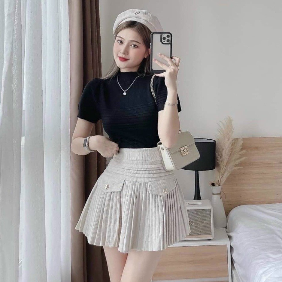 Aó Len Cộc Tay Phồng Phối Viền Nổi Sldca69 – Diepchi Fashion