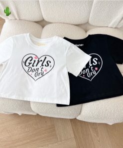 áo Thun Nữ Croptop Cổ Tròn Tay Ngắn Girls Don’t Cry – Ausa House
