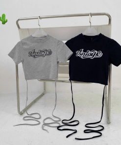 áo Thun Nữ Croptop Cổ Tròn Tay Ngắn Vintage – Ausa House
