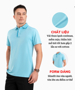 áo Polo Golf Nam Ngắn Tay Chất Vải Coolmax Màu Xanh Biển Năng động Algplo105 – Aligro