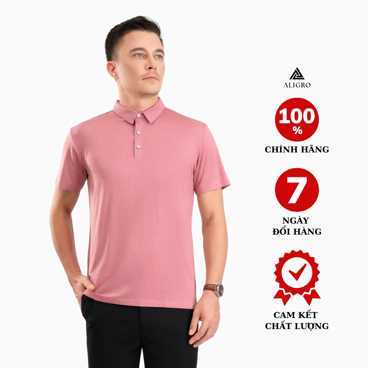 áo Polo Golf Nam Ngắn Tay Chất Vải Coolmax Dệt Line Phẩy Màu Vỏ đổ Năng động Algplo123 – Aligro