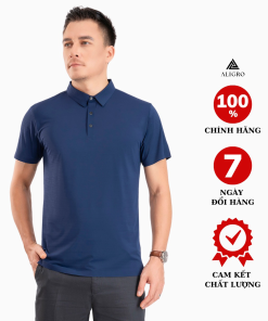 áo Polo Golf Nam Ngắn Tay Chất Vải Coolmax Trơn Màu Navy Năng động Algplo122- Aligro