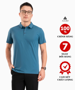 áo Polo Golf Nam Ngắn Tay Chất Vải Coolmax Màu Xanh đậm Trơn Năng động Algplo121- Aligro
