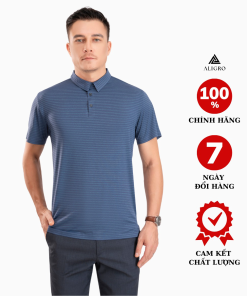 áo Polo Golf Nam Ngắn Tay Chất Vải Coolmax Màu Xanh Dệt Kẻ Ngang Năng động Algplo119 – Aligro