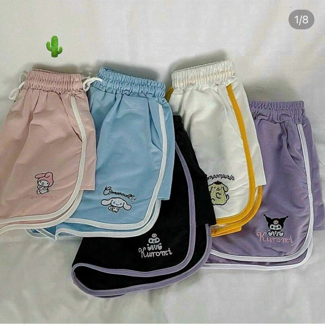 Quần Short Nữ Phối Viền Thêu Gấu – Ausa House