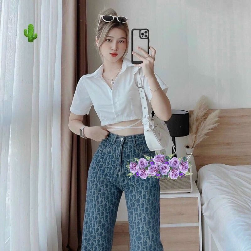 áo Sơ Mi Nữ Croptop Dây Cột Eo – Ausa House