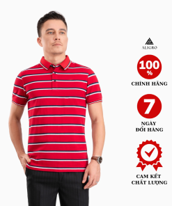 áo Polo Nam Ngắn Tay Kẻ Ngang đỏ-navy-trắng Algplo96 – Aligro