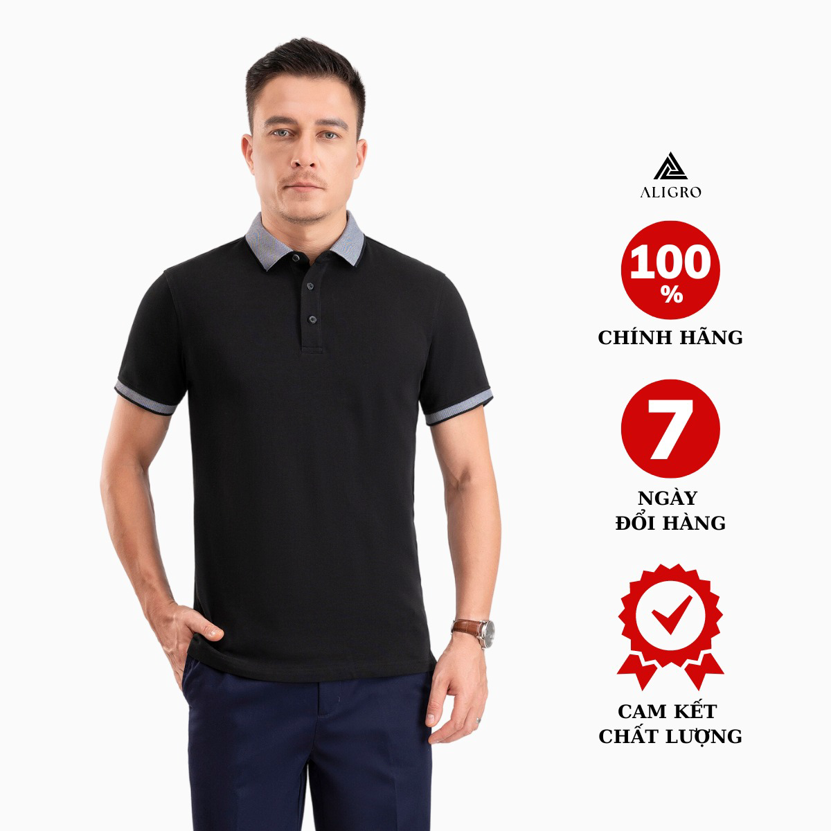 áo Polo Nam Ngắn Tay Aligro Chất Liệu Cvc Mềm Mịn, Co Giãn, Thấm Hút Mồ Hôi Algplo91 – Aligro