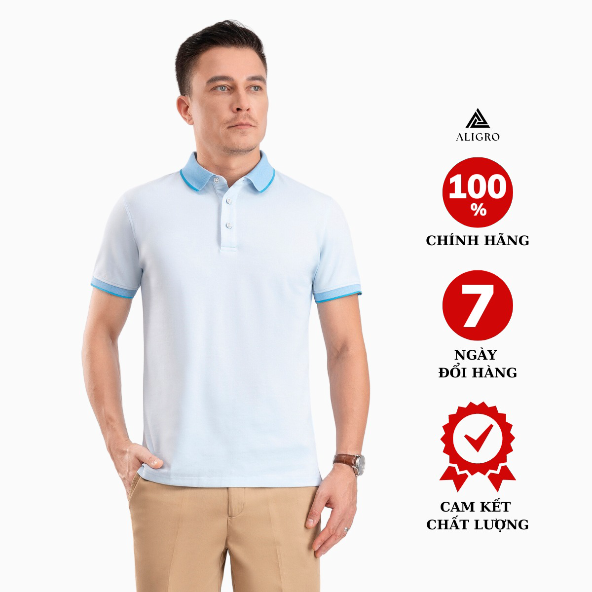 áo Polo Nam Ngắn Tay Xanh Biển Algplo90 – Aligro