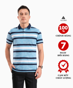 áo Polo Nam Ngắn Tay Kẻ Ngang Xanh Dương-navy Algplo86 – Aligro