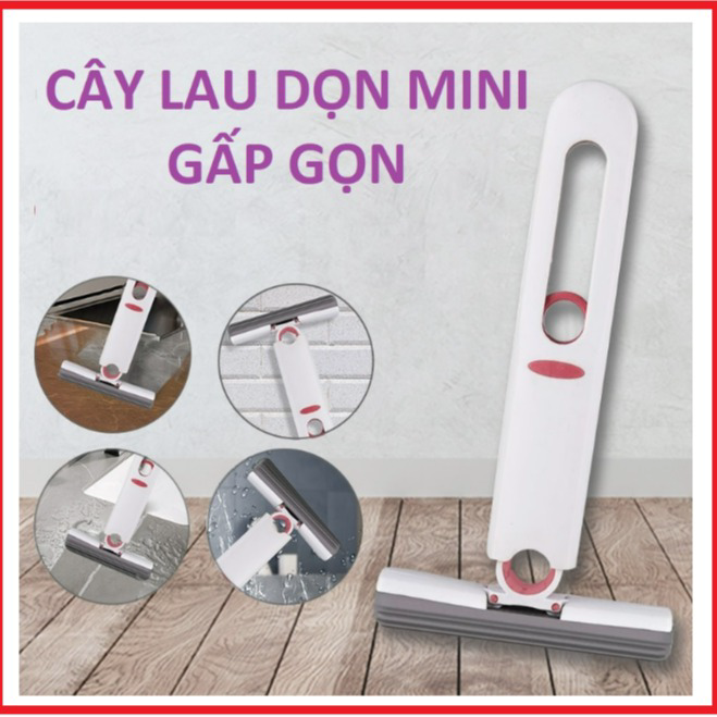 Cây Lau Dọn Mini Gấp Gọn, Cây Lau Tự Vắt Mini Mop đa Năng Gấp Gọn: Lau Bếp, Lau Kính, Bàn Làm Việc,… Ctb311 – Bechip