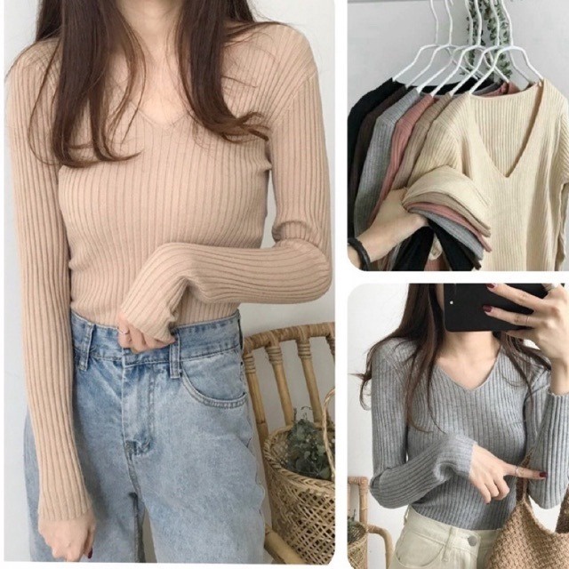 áo Len Dài Tay Cổ Tim Chất Liệu Len Lông Cừu Mềm Mại Cho Bạn Nữ Sldca64 – Diepchi Fashion