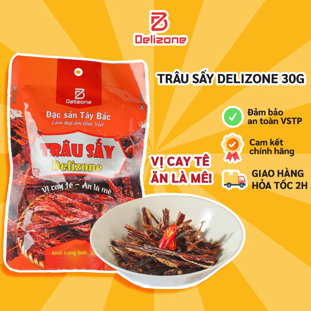 [thùng 20 Gói] Trâu Sấy Delizone Vị Cay Tê Gói 30g- Deli