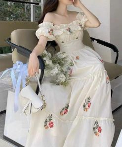 đầm Váy Nữ Maxi Trễ Vai Lụa In Hoa Sa154 – Sam Store