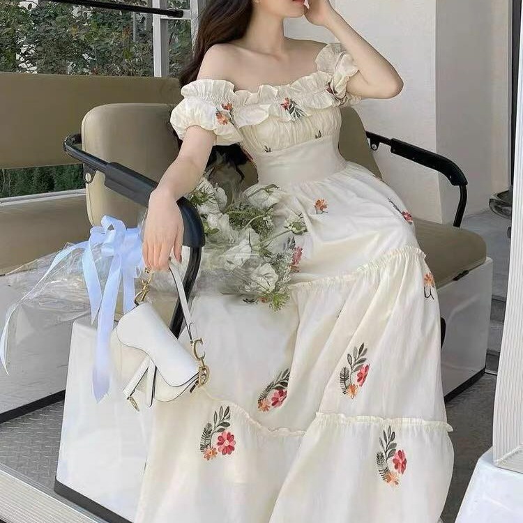 đầm Váy Nữ Maxi Trễ Vai Lụa In Hoa Sa154 – Sam Store